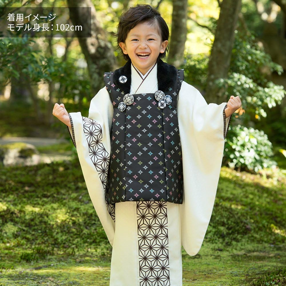 京のみやび七五三被布セット オフ白 黒菊菱